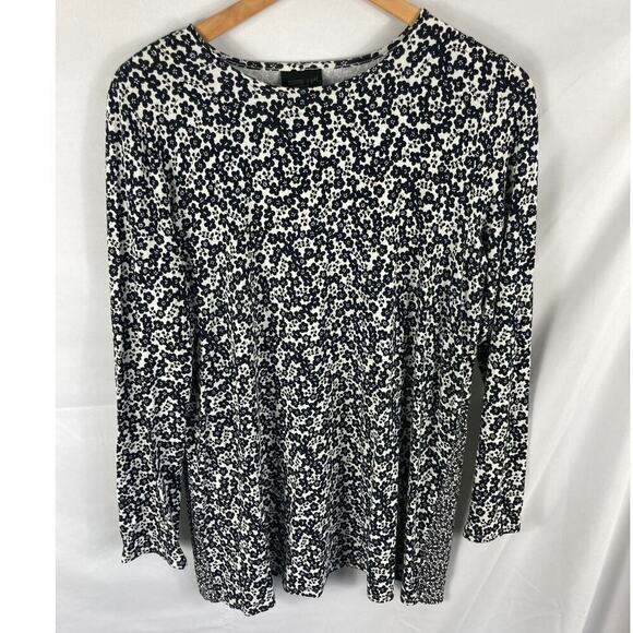 J Jill Wearever Floral Tie Back Long Sleeve Blouse Size Medium - Picture 2 of 8